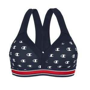Champion Women's Curvy Sports Bra Textured Navy Athletic Size Small